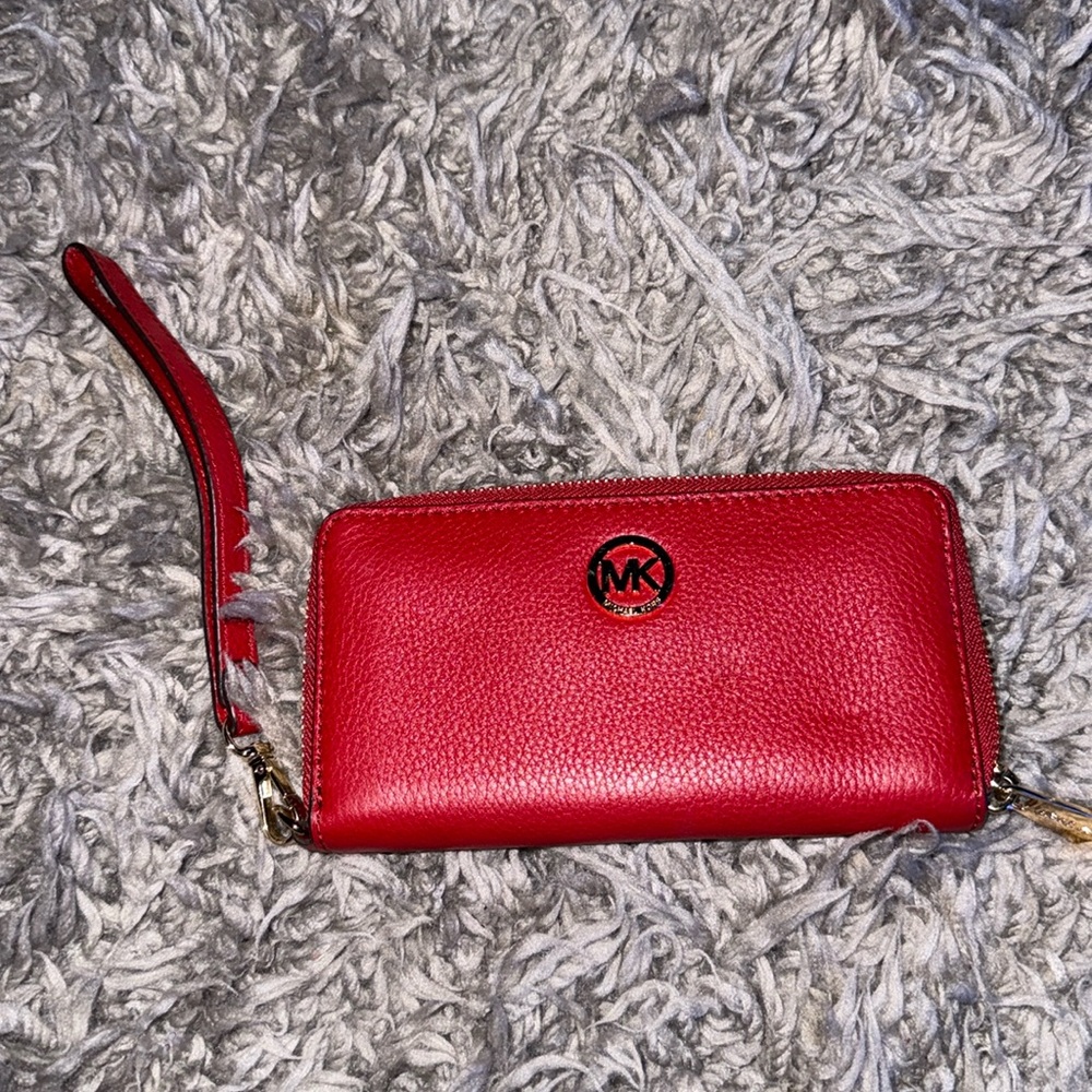Michael Kors Red Clutch with Gold Accents